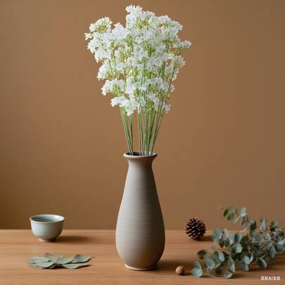 12/6 piezas Flor artificial de Gypsophila, Tallo largo artificial Gypsophila blanco falso para ramos florales DIY, flores silvestres para decoración del Día de San Valentín, decoración de cumpleaños, decoración de aniversario, decoración del hogar (Jarrón no incluido)