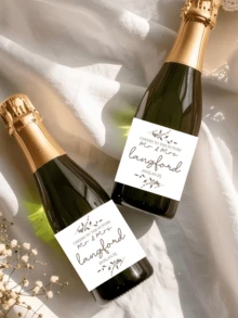 Custom Waterproof Personalized Wine Bottle Labels - Suitable For Weddings, Bridal Showers, Newlyweds, Couples, Special Events And Holiday Parties. Bridesmaid Champagne Labels, Maid Of Honor Labels, Wedding Party Invitation Labels, Mini Or Full-Size Modern Bridesmaid Proposal Labels, "Be My Bridesmaid" Gift Box Ideas, Thanksgiving, Christmas, New Year Gifts - EngagedB - View 4