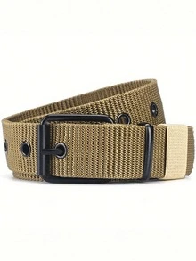 1pc Men's Nylon Breathable Canvas Belt With Tactical Military Buckle, Suitable For Teen Summer Casual Outdoor Athletic Or Vacation Travel Or Graduation Gifts Or Birthday Dress Accessories Or Daily Wear School