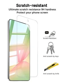 5 Stück Handyhülle Set, inklusive 4 Stück kratzfeste gehärtete Glas Bildschirmschutzfolien und 1 Stück transparente Airbag Sturzsichere Hülle, Bildschirmschutz Essentials für Alltag, Büro, Zuhause, wasserdicht, stoßfest, kratzfest