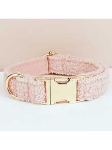 [Gold Zinc Alloy Buckle]Multi-Color Teddy Fleece Dog Collar, Pet Supplies Dog Neck Collar, Suitable For Large, Medium, Small Dog Breeds, Soft And Comfortable, Metal Buckle Easy To Fasten And Quickly Release (Due To Different Fabric Batches, There May Be Slight Color Difference, Randomly Sent) - Multicolor - View 15
