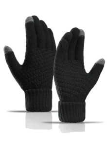 1pair Men's And Women's Autumn And Winter Pineapple Pattern Jacquard Knitted Touchscreen Gloves, Thick Cold Resistant Outdoor Cycling Warm Gloves