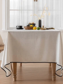 1 pieza/2 piezas Mantel de estilo vintage, tono crema francés claro, mantel de mesa de comedor de lino minimalista japonés - Multicolor - Ver 2