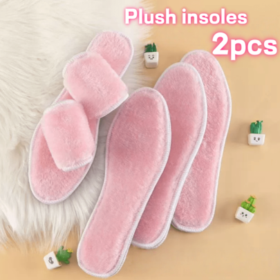 2 Stücke Winterfleece Warme Einlegesohlen, Plüsch Einlegesohlen, Mädchen Rosa, kälteresistente Schuh- und Stiefel-Accessoires, neue Herbst- und Winterprodukte
