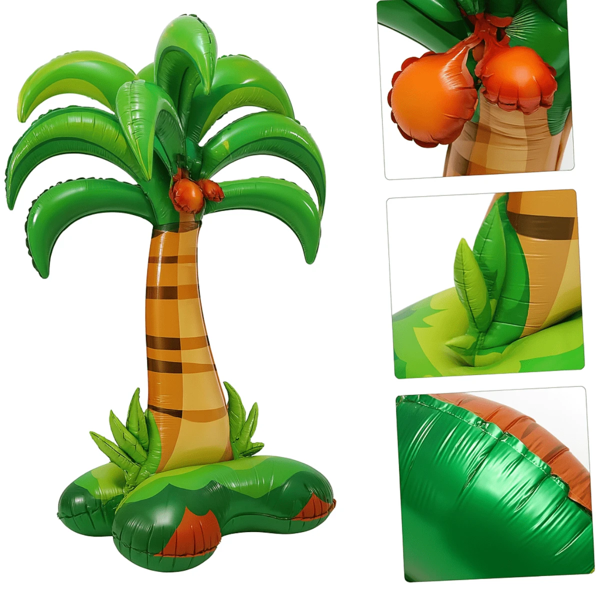 Metallic Balloon With Coconut Palm Tree Base 125cm – Tropical Party Decoration, Beach, Hawaii, Summer, Birthday, Pool Party, Themed Event - Green - View 1