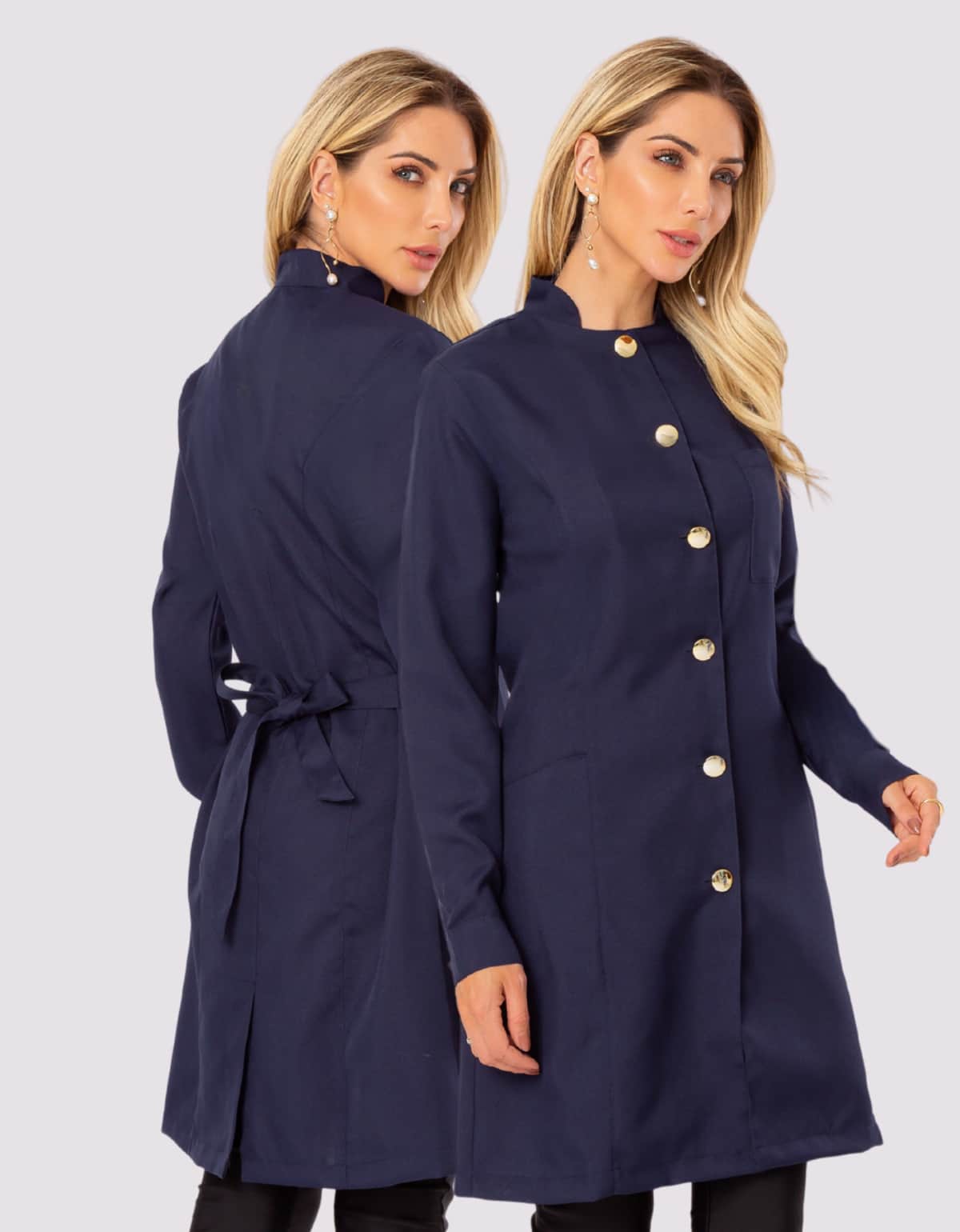 Women's Lab Coat With Fitted Button Esteti Cora - Màu xanh hải quân - Xem 1