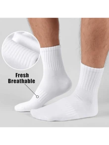 6 双女式白色四分之一踝袜 - 薄款运动跑步中筒袜，中号 - 彩色 - 查看 3