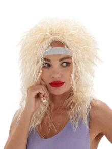 女士中长卷发假发：自然小卷发全头假发 - 易于佩戴的造型假发 - 彩色 - 查看 4