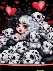 5D DIY Diamond Painting Cartoon Girl And Dalmatian Full Round Diamond Mosaic Art Home Decoration Craft Kit - Multicolor - View 10