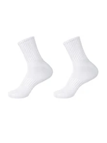 6 双女式白色四分之一踝袜 - 薄款运动跑步中筒袜，中号 - 彩色 - 查看 6