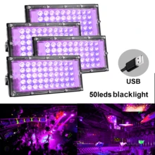 50/96/144/216颗LED紫外线黑光灯，385-400nm紫外线，金属紫外线泛光灯，5V+USB供电+开关控制，适用于荧光派对、圣诞节、万圣节、人体彩绘、荧光艺术、节日和霓虹装饰 - UV紫光燈 - 查看 2