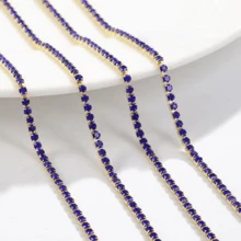 1m/5m (39.37in/196.85in) Colorful Rhinestone Chain, Crystal Rhinestone Dense Chain, Gold Base Copper Claw Hand-Sewn Embroidery Trim, DIY Clothing, Wedding Dress Decoration, Glass Rhinestone Jewelry Accessories, Multiple Colors Available - Multicolor - View 3