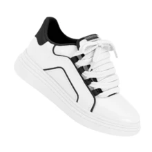 Tenis Feminino Cadarço Grosso Recortes Moleca Novo 5816105 - Preto e Branco - Visão 3