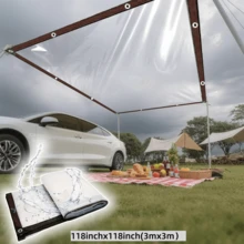 High-Quality Waterproof Car Side Awning Curtain, Convenient Installation And Storage, Essential For Outdoor Use In Extreme Weather - Transparent - View 10