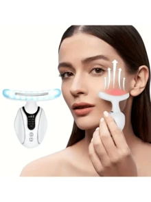 Belovedone 1 件可充电面部和颈部按摩器，7 色 LED 光疗颈部美容仪，强脉冲颈部面部美容仪紧致工具 - 热能嫩肤仪，令肌肤光滑紧致 - 白色 - 查看 10