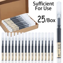 25 支/盒、钢笔、黑色墨水笔、黑色钢笔、钢笔、黑色钢笔、凝胶笔、黑色凝胶笔、墨水笔、手写笔、凝胶笔、日语钢笔、书写笔、黑色墨水笔、黑色细线笔、0.5 毫米笔速干中性色凝胶笔 - 0.5 毫米针头碳素笔 - 绘画、着色、日记和突出显示的必备品 - 学校文具、学校用品、返校