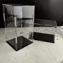 收藏品展示盒组装透明亚克力盒替代玻璃盒用于展示活动人物模型家庭存储和整理玩具 - 黑色 - 查看 2