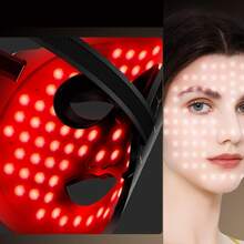 Professional Led Red Light Therapy Face Mask LED Light Therapy Facial Black White Mask Therapy For 7 Colors Silicon Red Light - 黑色 - 查看 5