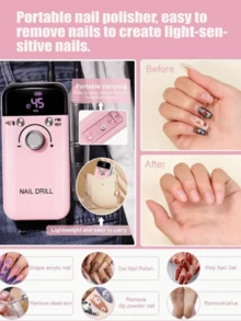 45,000 Rpm Electric Nail Polisher With LCD Screen, Low Noise Rechargeable Nail Polisher-Digital Speed Control, USB Power Supply, Compatible With LED Lights-Suitable For Home And Salon Use. - Multicolor - View 3