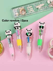 Set de 12 bolígrafos retráctiles de unicornio - Tonos coloridos, pastel, con detalles brillantes, punta media, material de plástico, ideal para papelería y manualidades, diseño novedoso, adecuado para útiles escolares, esencial para volver a la escuela - Multicolor - Ver 14