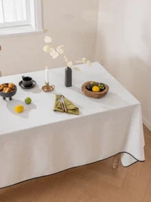 1 pieza/2 piezas Mantel de estilo vintage, tono crema francés claro, mantel de mesa de comedor de lino minimalista japonés - Multicolor - Ver 11