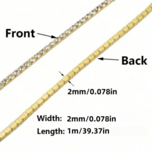 1m/5m (39.37in/196.85in) Colorful Rhinestone Chain, Crystal Rhinestone Dense Chain, Gold Base Copper Claw Hand-Sewn Embroidery Trim, DIY Clothing, Wedding Dress Decoration, Glass Rhinestone Jewelry Accessories, Multiple Colors Available - Multicolor - View 2
