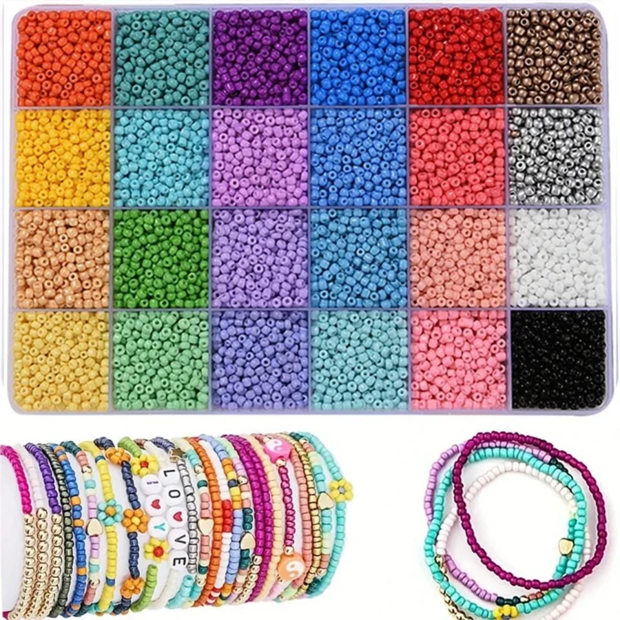 Bộ dụng cụ làm đồ trang sức hạt macaron màu Dopamine 3000 chiếc/hộp - 3000 bộ đồ tối màu - Xem 1