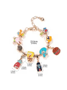 SpongeBob DIY Bag Pendant Chain - Anime Character Best Friend Bracelet, BFF Personalized DIY Clothing And Bag Ornament, Wrist-Wearable Alloy Bracelet, Suitable For Birthday Gifts And Party Presents