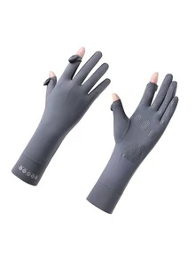 1 par de guantes cortos de mujer para protección solar, guantes transpirables antideslizantes para conducir, ciclismo y actividades al aire libre con cubierta desmontable, para verano - Blanco - Ver 7