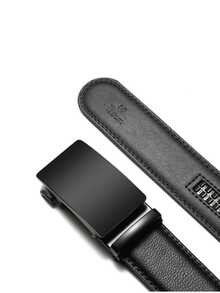 Men's Leather Belt With Automatic Metal Ratchet Buckle – Casual And Functional For Students And Everyday Use KITS 1/2/ - 鏽棕色 - 查看 9