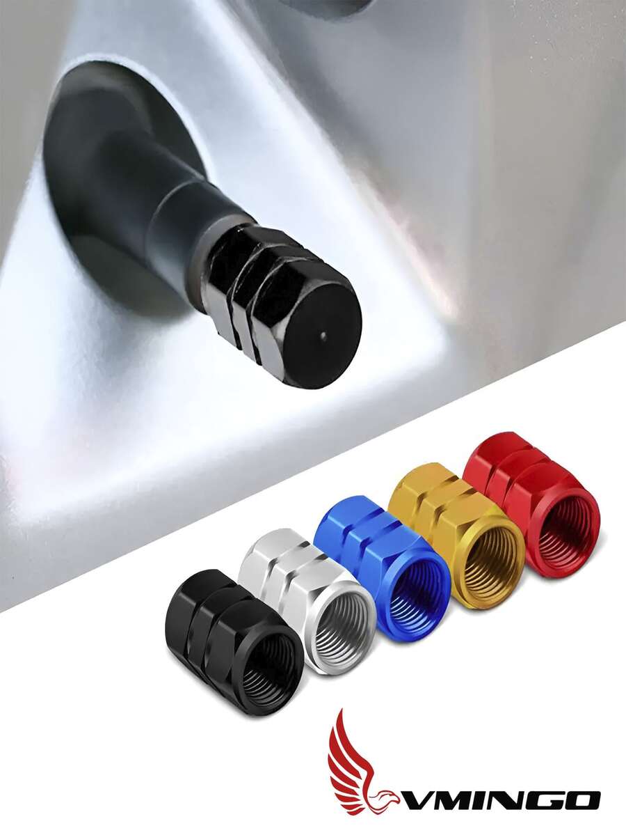 Tapon Pivote Valvula Auto Moto Bici 4 piezas Cubre Llanta Aluminio Neumatico Universal Vmingo Mexico - Negro - Ver 1