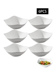 2/4/6/8/10pcs Plastic Bowl Set, Suitable For Fruit Salad, Sauce, Dessert, Etc. - White - View 11