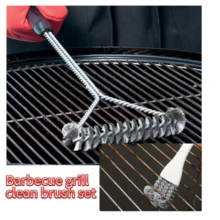 2 Stücke/Set Edelstahl Grillreiniger mit ergonomischem Griff, langanhaltend Metallborsten, antihaftbeschichtet, geeignet für effiziente Grillpflege, wiederverwendbares Grillzubehör