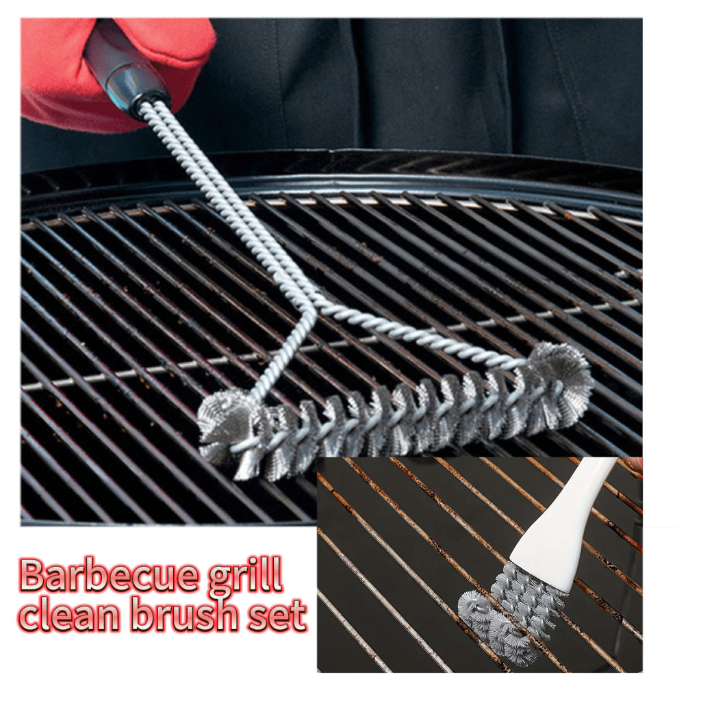 2 Stücke/Set Edelstahl Grillreiniger mit ergonomischem Griff, langanhaltend Metallborsten, antihaftbeschichtet, geeignet für effiziente Grillpflege, wiederverwendbares Grillzubehör