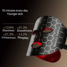Professional Led Red Light Therapy Face Mask LED Light Therapy Facial Black White Mask Therapy For 7 Colors Silicon Red Light - 黑色 - 查看 2