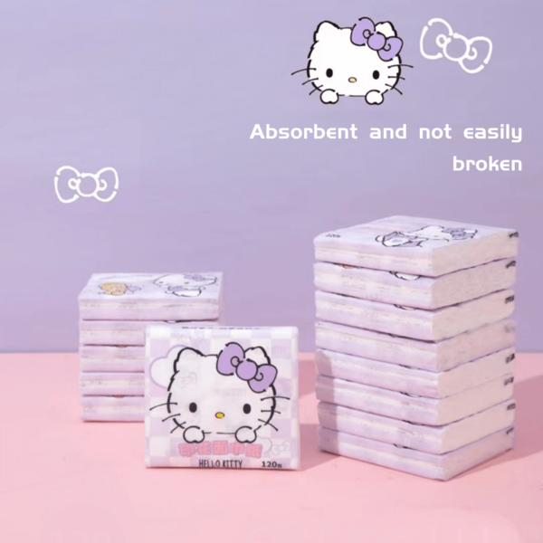 Sanrio Cute Hello Kitty Absorbent, Non-Fading, Non-Shedding, Optical Brightener-Free Printed Facial Tissues | Pochacco Hypoallergenic Portable Pocket Tissue Paper