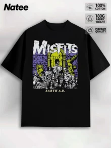 Misfits Earth A.D. Premium Quality Graphic Tee Funny Uni Shirt Crewneck Tshirts A Surprise Gift For Family And Friends Relaxed Fit Casual Tees - màu đen - Xem 1