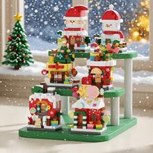1292 件圣诞积木套装，包含雪人、圣诞老人、圣诞树屋、圣诞袜、苹果屋、糖果屋，创意圣诞积木套装，圣诞积木礼物，创意圣诞装饰，适合圣诞节、新年礼物、派对回礼