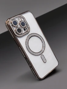 全新奢华时尚闪钻透明手机壳适用于 16 15 14 Plus 13 12 11 Pro Max 磁性无线充电后盖