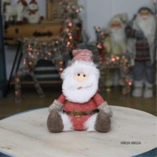 Christmas Pink Fabric Sitting Figurine, Holiday Small Gift, Decorative Doll Ornament