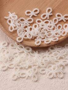 25/50/100 件蝴蝶结，象牙色仿珍珠蝴蝶结发饰，适用于 DIY 婚礼发饰日常装饰，DIY 材料发夹饰品 DIY 手工产品供应