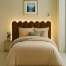 Upholstered Cloud Headboard Kit For Box Spring Bed | Single, Queen, And King – 45x20 Cm - Rust Brown - View 1