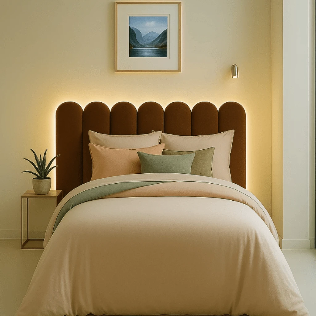 Upholstered Cloud Headboard Kit For Box Spring Bed | Single, Queen, And King – 45x20 Cm - Rust Brown - View 1
