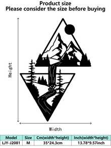 1 pieza Montaña de metal - Decoración de escena, que muestra la belleza de la naturaleza, perfecta para la pared de la sala de estar, la decoración de la cabaña, la esquina del jardín y el espacio de la oficina