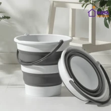 10 Liter Premium Retractable Bucket With Foldable Silicone Handle And Gray Handle For Multipurpose Cleaning Water - Gris - Ver 1
