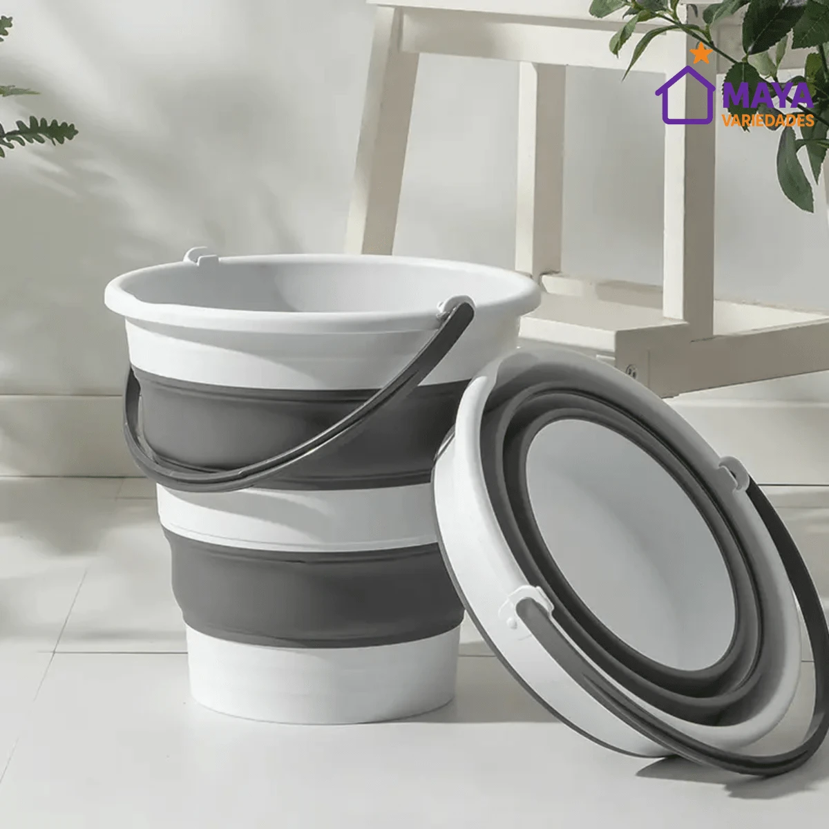 10 Liter Premium Retractable Bucket With Foldable Silicone Handle And Gray Handle For Multipurpose Cleaning Water - Gris - Ver 1