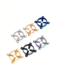 1pc Vacuum Electroplated Adjustable 316L Stainless Steel Round Nipple Ring, Sexy Piercing Jewelry For Women, Suitable For Daily Wear