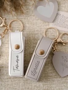 1 قطعة حقيبة مفتاح شخصية على شكل أحمر شفاه، علبة أحمر شفاه مع مرآة، حقيبة تخزين أحمر شفاه مخصصة مضادة للفقدان، هدية لوصيفة العروس، هدية عيد الحب