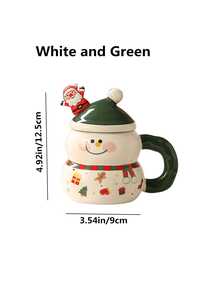 1pc Creative Christmas Ceramic Mug, Cartoon Snowman Design, Large Capacity Water Cup, Gift Box, Women's Christmas Gift, Souvenir, High-Quality Ceramic Coffee/Water Cup, Office Use