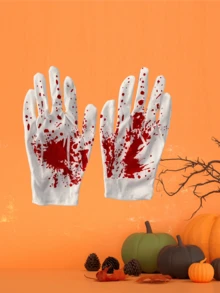 1 套血迹万圣节围裙 + 手套，个性化围裙和手套，适合万圣节和化妆派对 - 彩色 - 查看 14